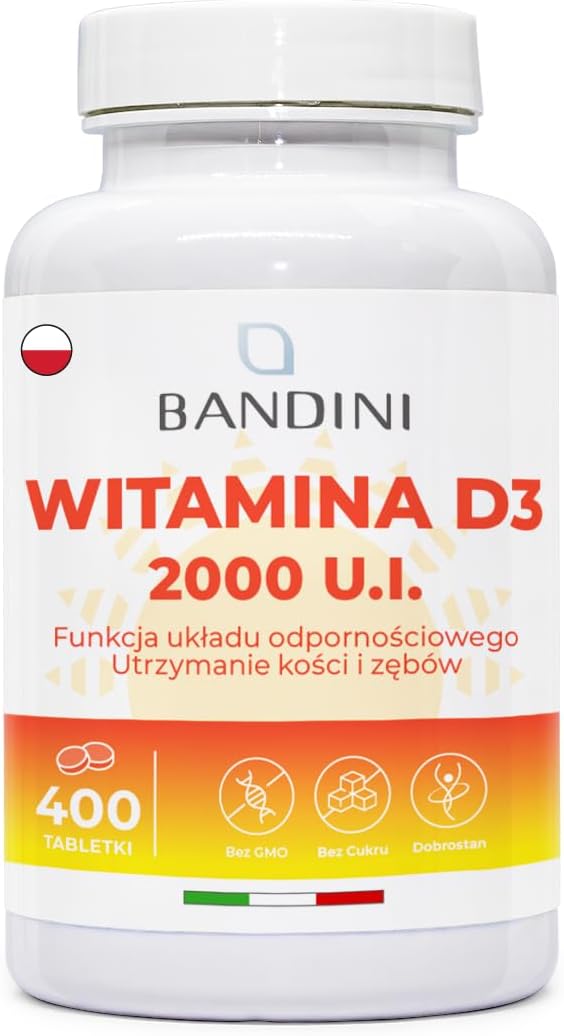 Bandini® Witamina D3 2000 IU – 400 Tabletek, wysokiej dawki