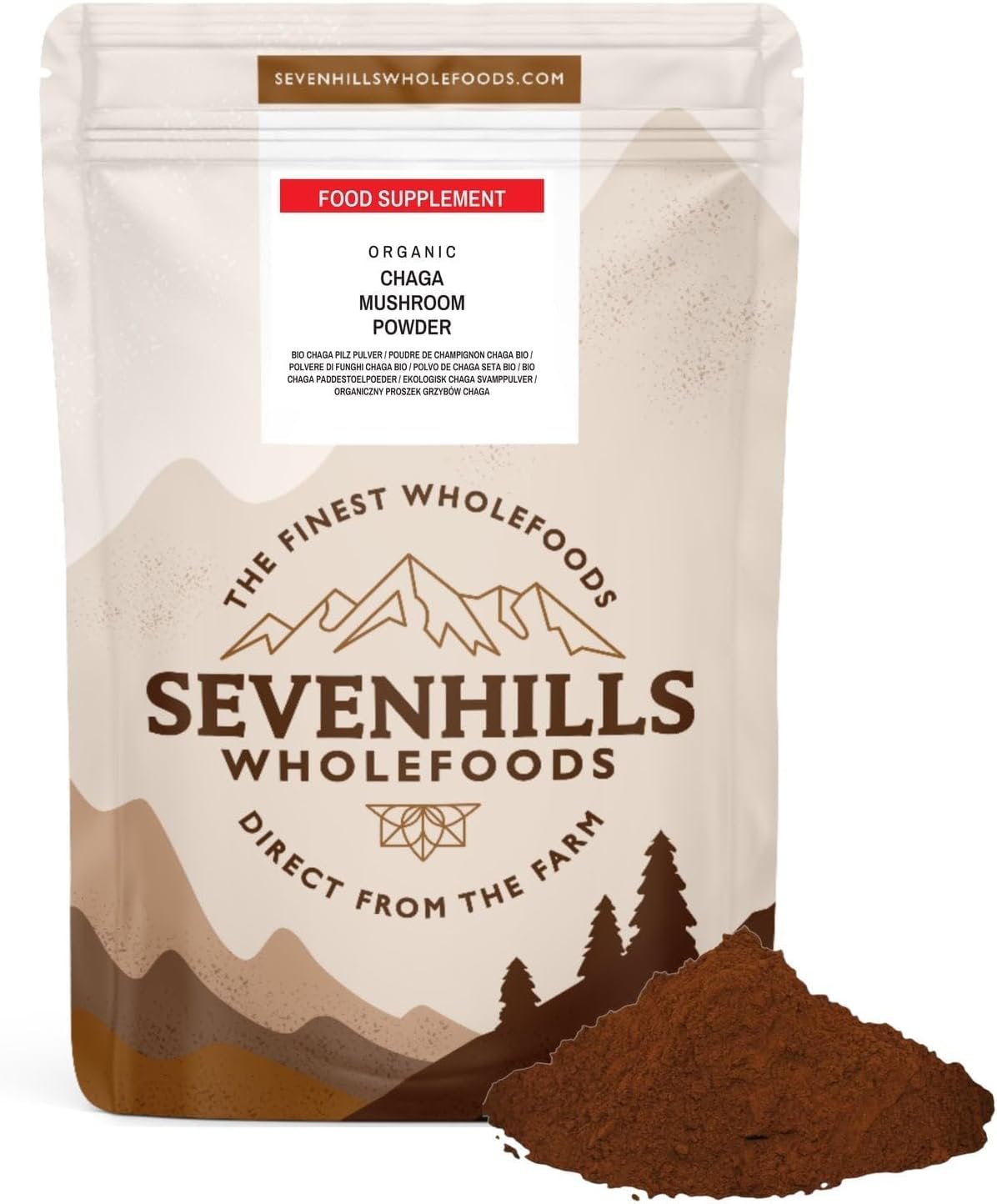 Sevenhills Wholefoods Organiczny Grzyb Chaga w Proszku 200g