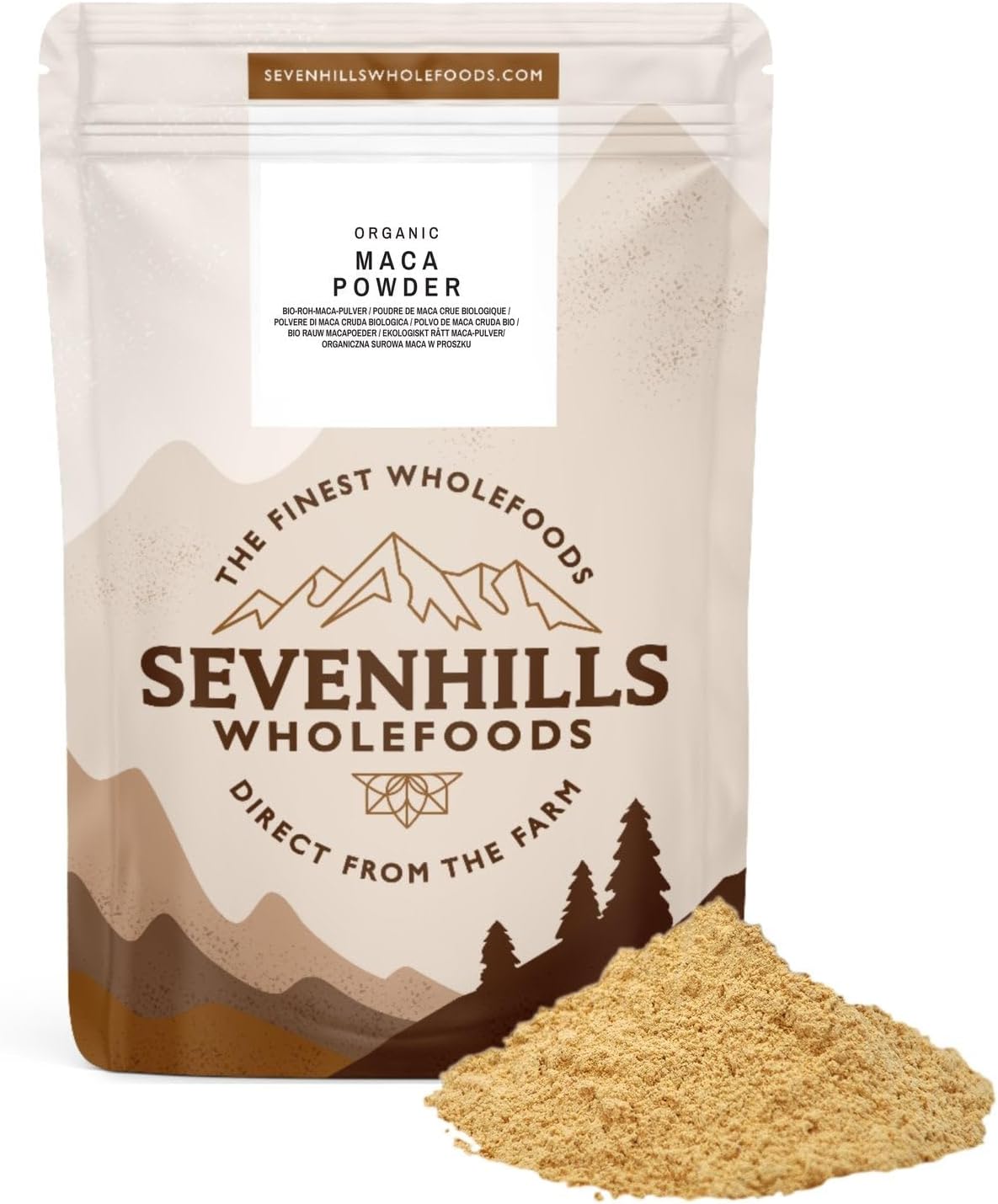 Opakowanie Sevenhills Wholefoods Organicznego Proszku Maca 1.8kg