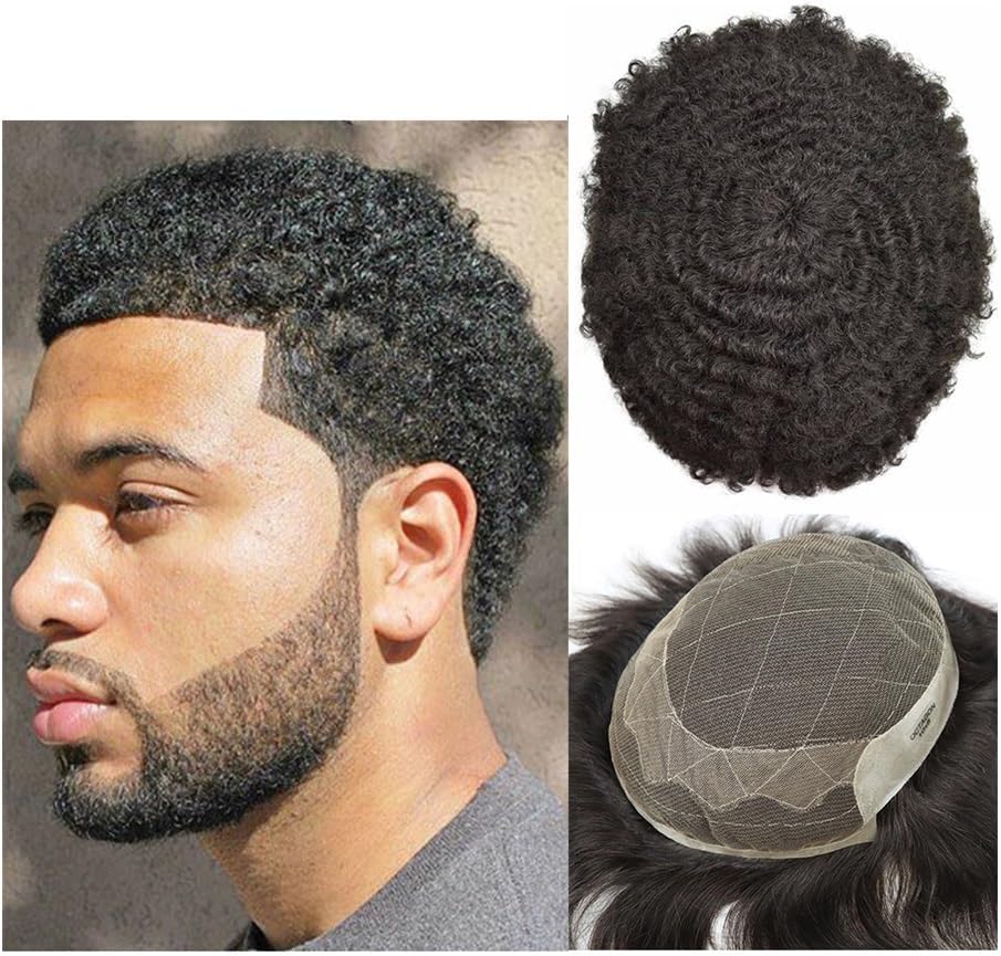 CHENGAIJIAN Afro Curl Men Toupee Hair Replacement System