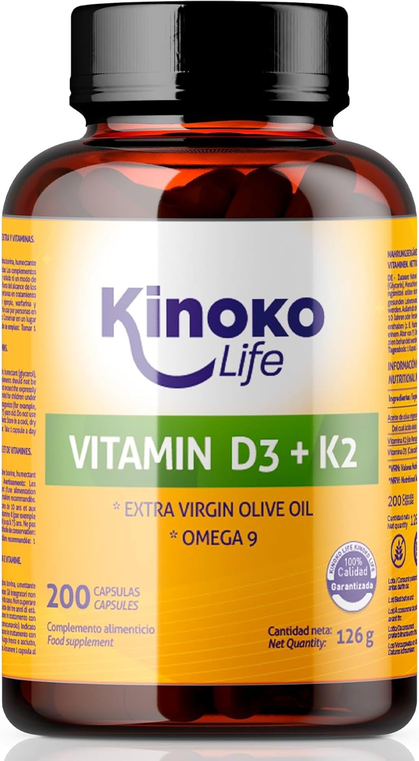 KINOKO LIFE Witamina D3 K2 z Omega 9 - Opakowanie 200 Kapsułek