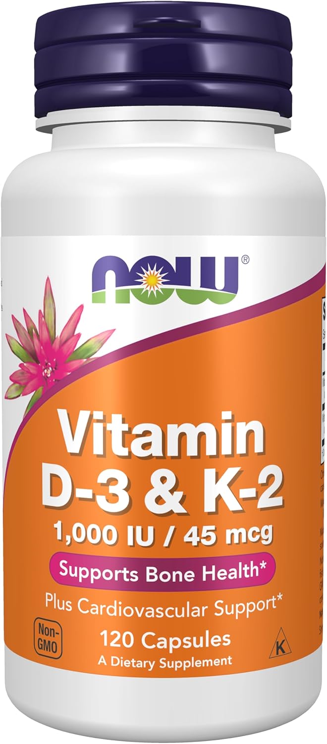 Now Foods Witamina D3 i K2 – Opakowanie 120 Kapsułek