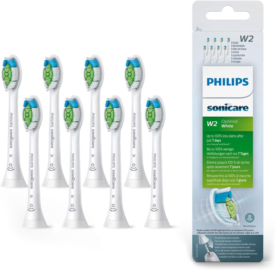 Oryginalne główki Philips Sonicare W2 – zestaw 8 sztuk