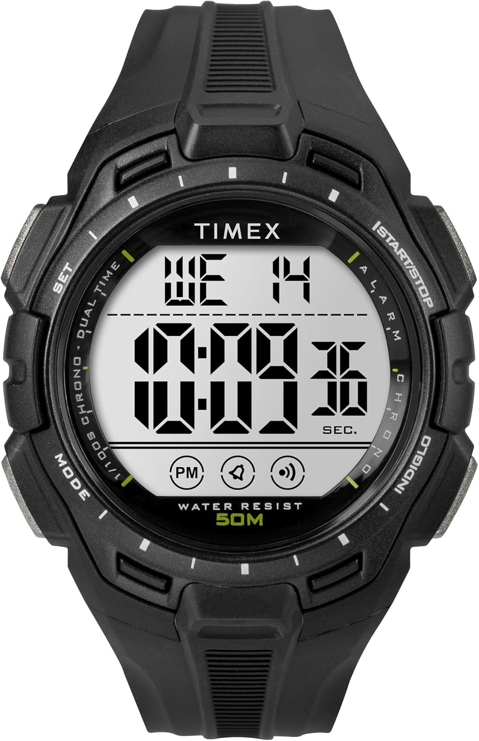 Timex Sport Zegarek Męski 43 mm – Czarny Pasek z Żywicy, Cyfrowy Wyświetlacz, Koperta Czarna