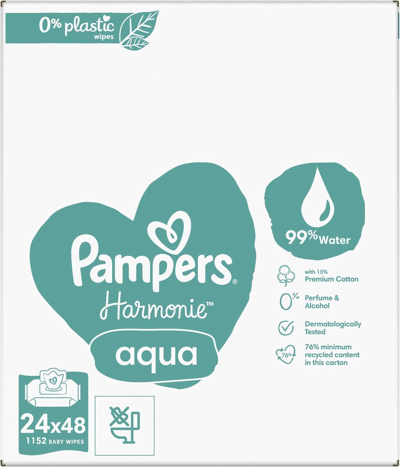 Pampers Harmonie Aqua – zbliżenie na opakowanie