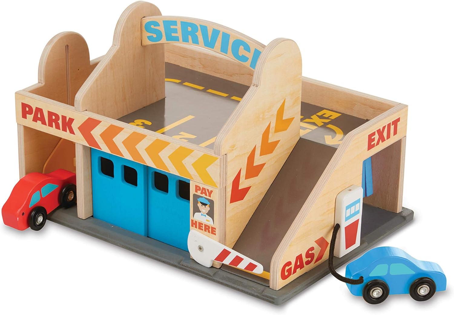 Melissa & Doug Drewniana Stacja Serwisowa Parkingowa