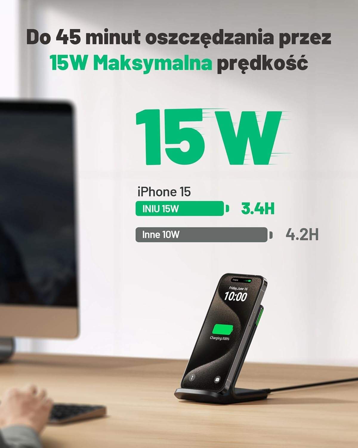 Podgląd ładowarki INIU w orientacji pionowej