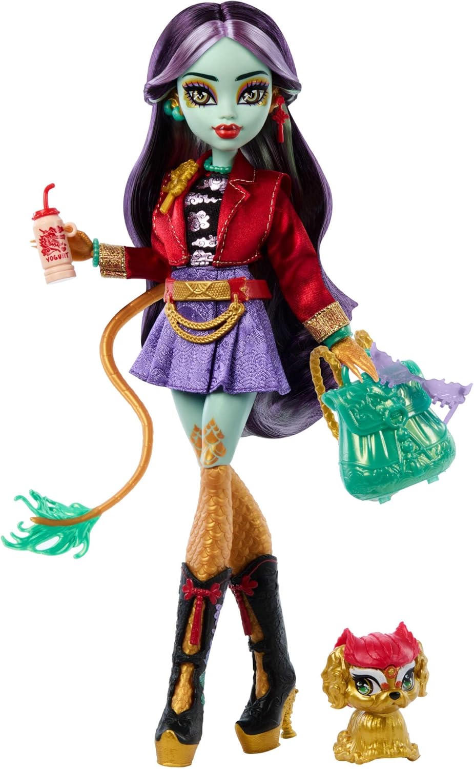 Lalka Monster High Jinafire Long z pieskiem Cloudy i akcesoriami