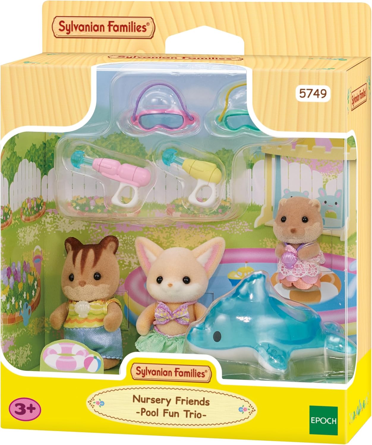 Zestaw Sylvanian Families - Zabawa w basenie Baby Trio z figurkami dzieci w kostiumach kąpielowych