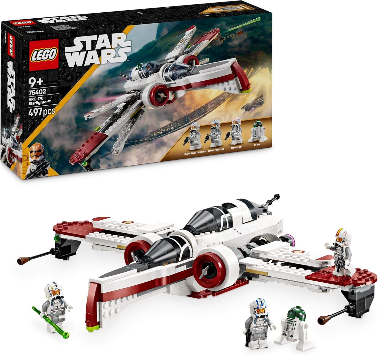 Zbliżenie na detale LEGO Star Wars Myśliwiec ARC-170