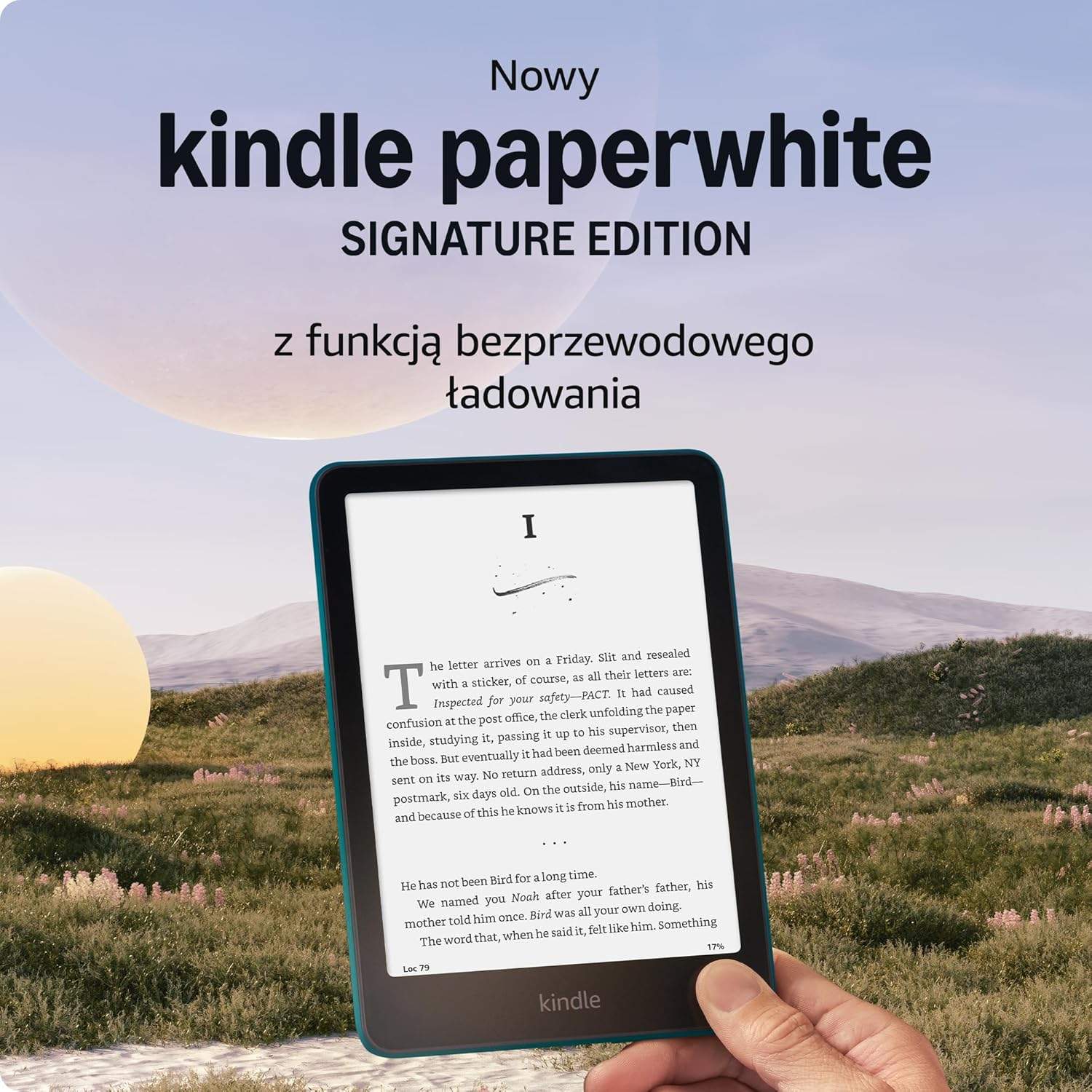 Zielony Kindle Paperwhite z przodu