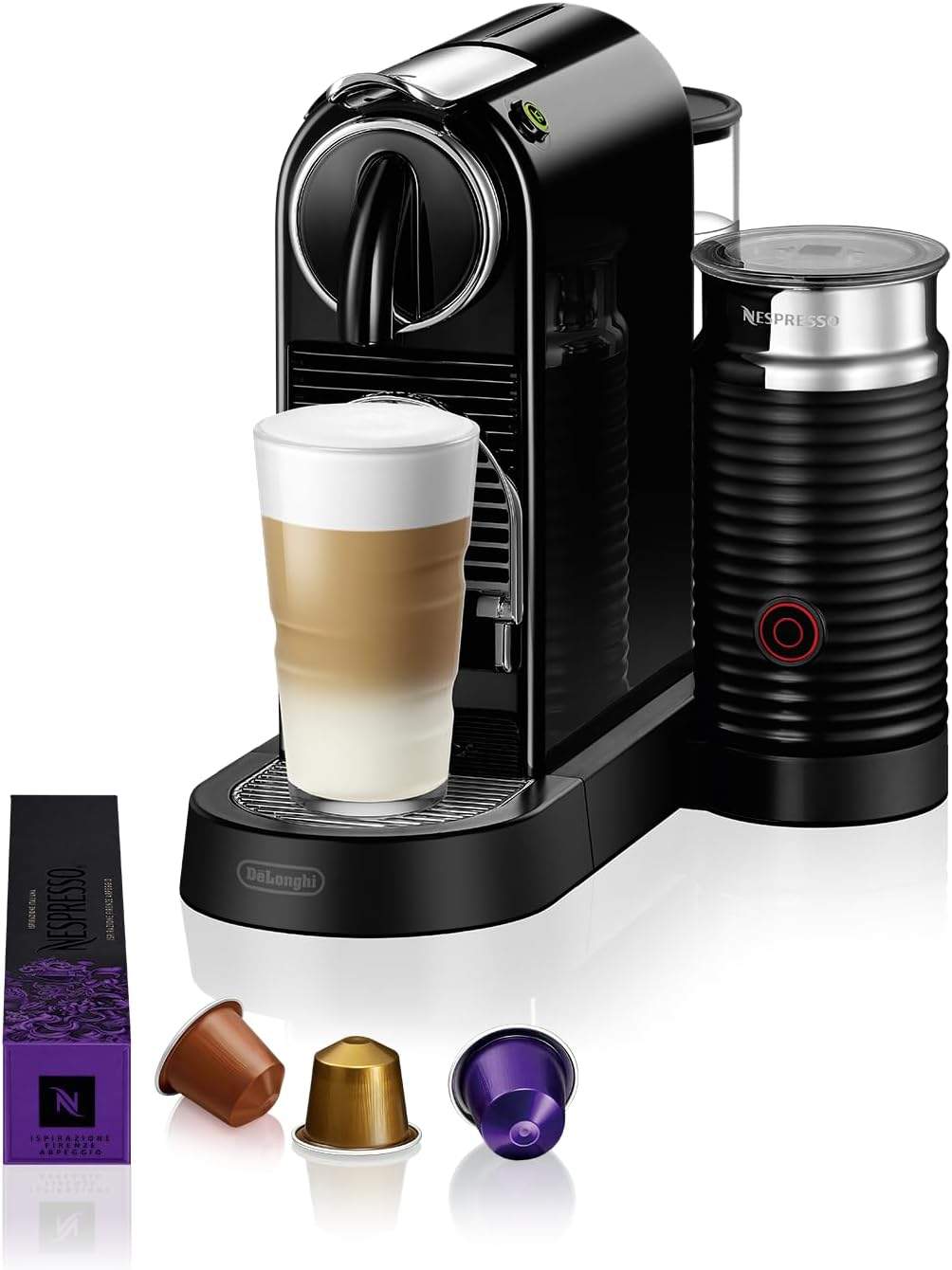 DeLonghi Nespresso EN267.BAE czarny ekspres na czarnej granitowej blacie