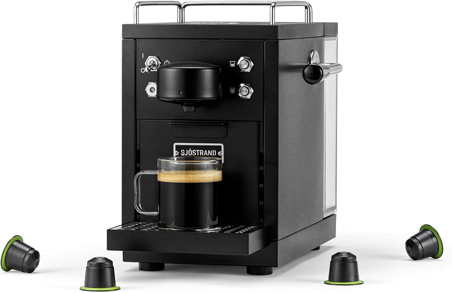 Sjöstrand Machine à Espresso w matowej czerni na kuchennym blacie