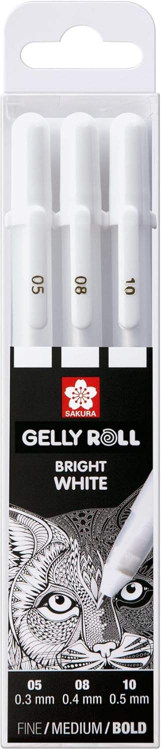 Białe pisaki żelowe Sakura Gelly Roll zestaw 3 sztuk