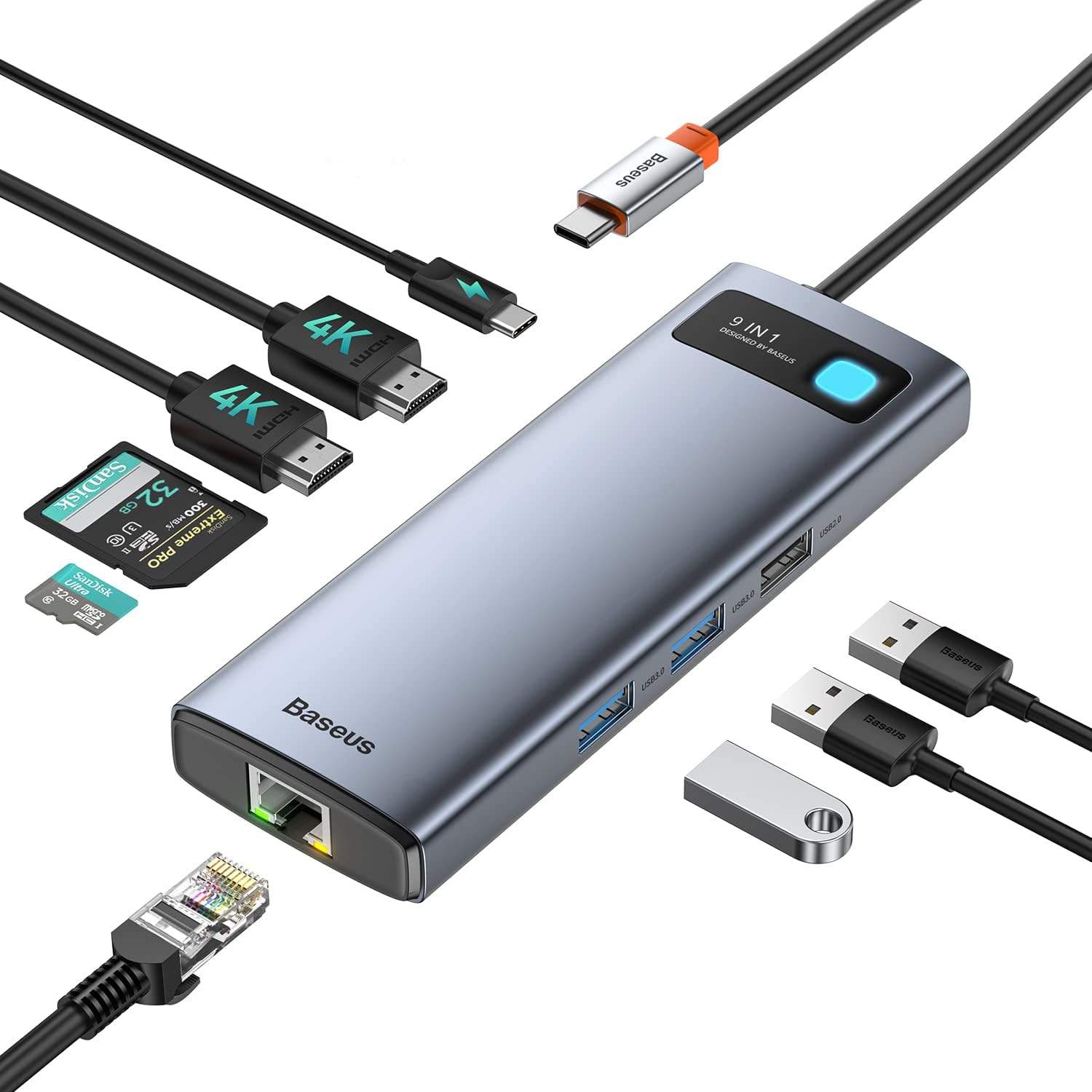 Baseus Stacja dokująca USB C 9 w 1