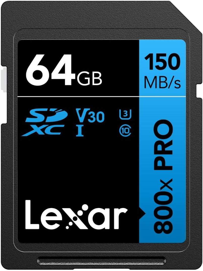 Zbliżenie na kartę SD Lexar 800x PRO 64GB