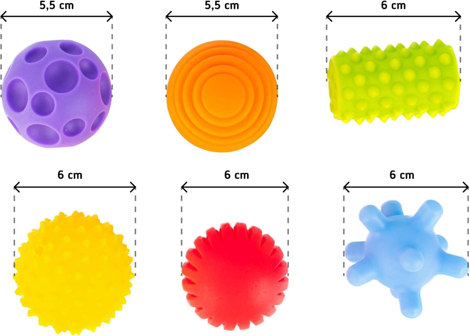 Zestaw piłek sensorycznych w różnych kolorach