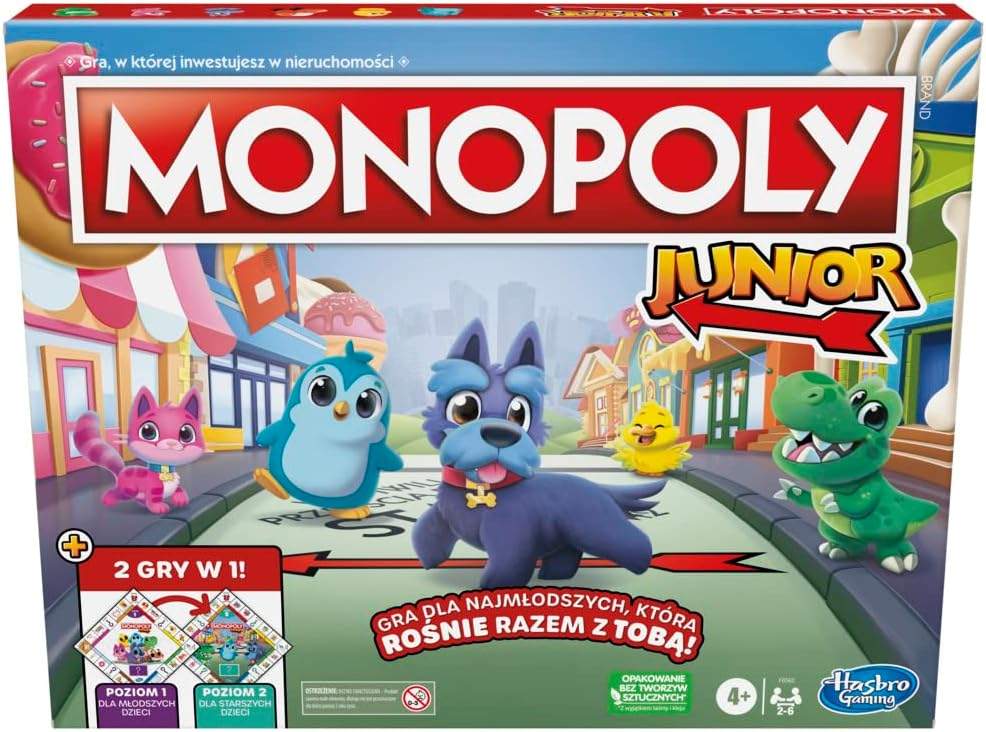 Dwustronna plansza Monopoly Junior 2 w 1 od Hasbro