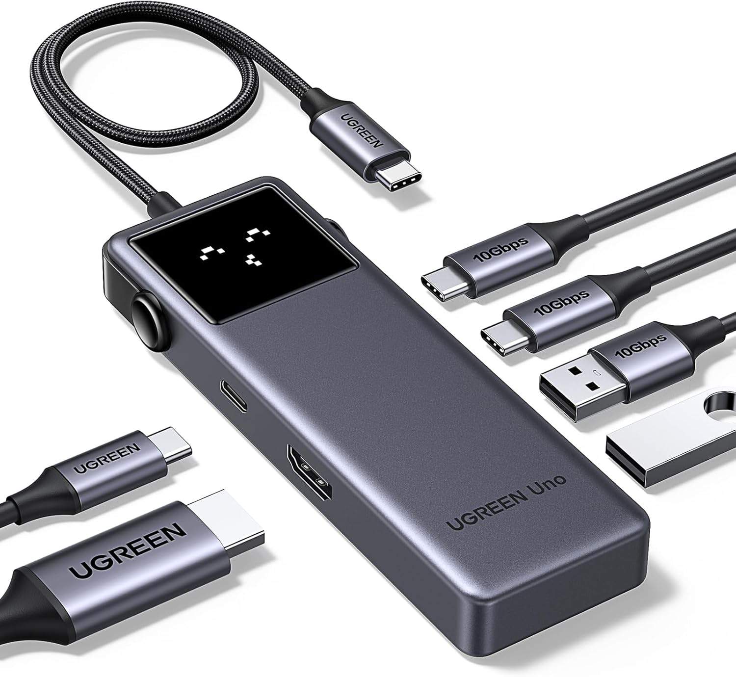 UGREEN Uno USB C Hub z wyświetlaczem LED