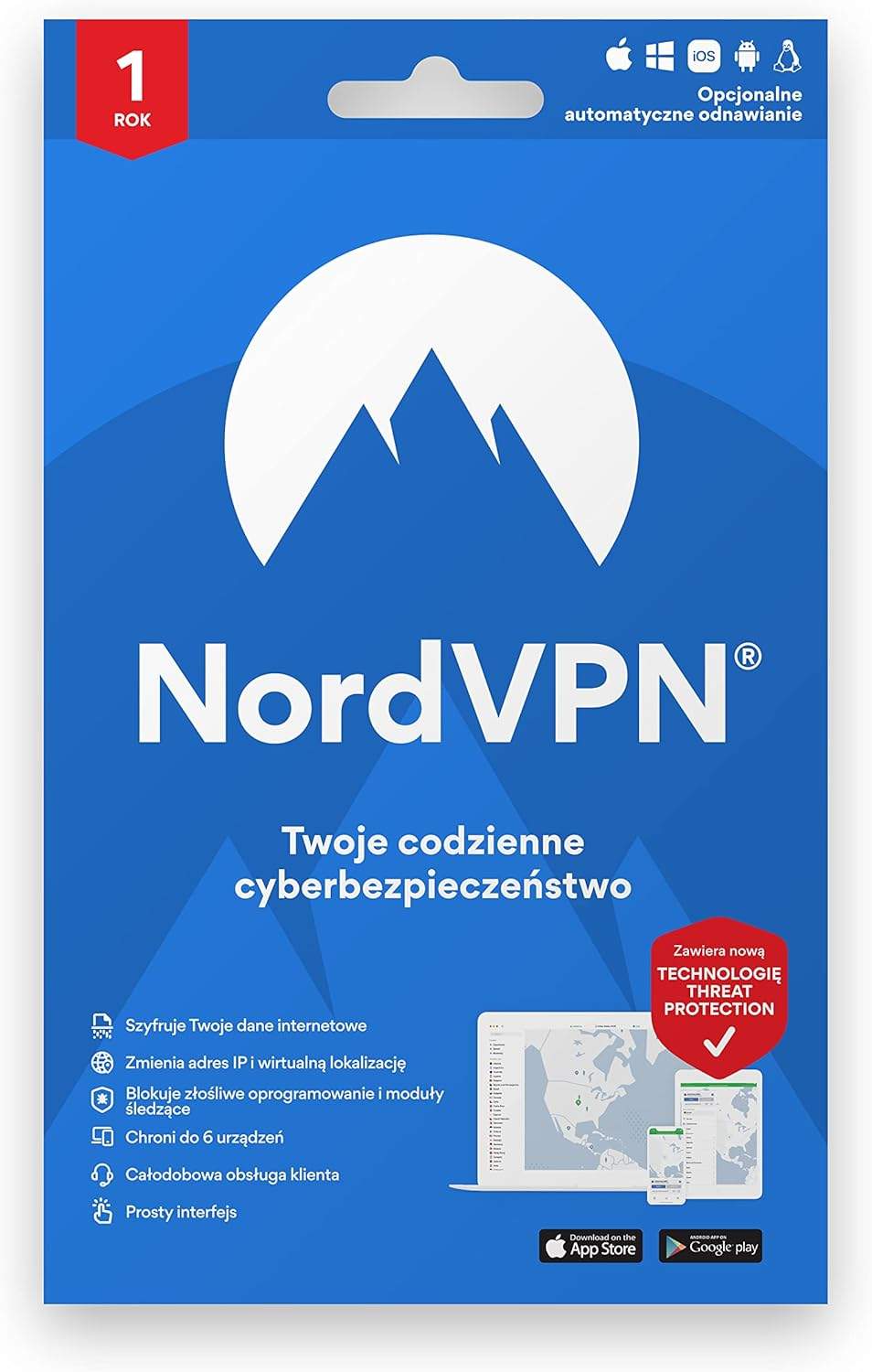 Interfejs NordVPN na laptopie