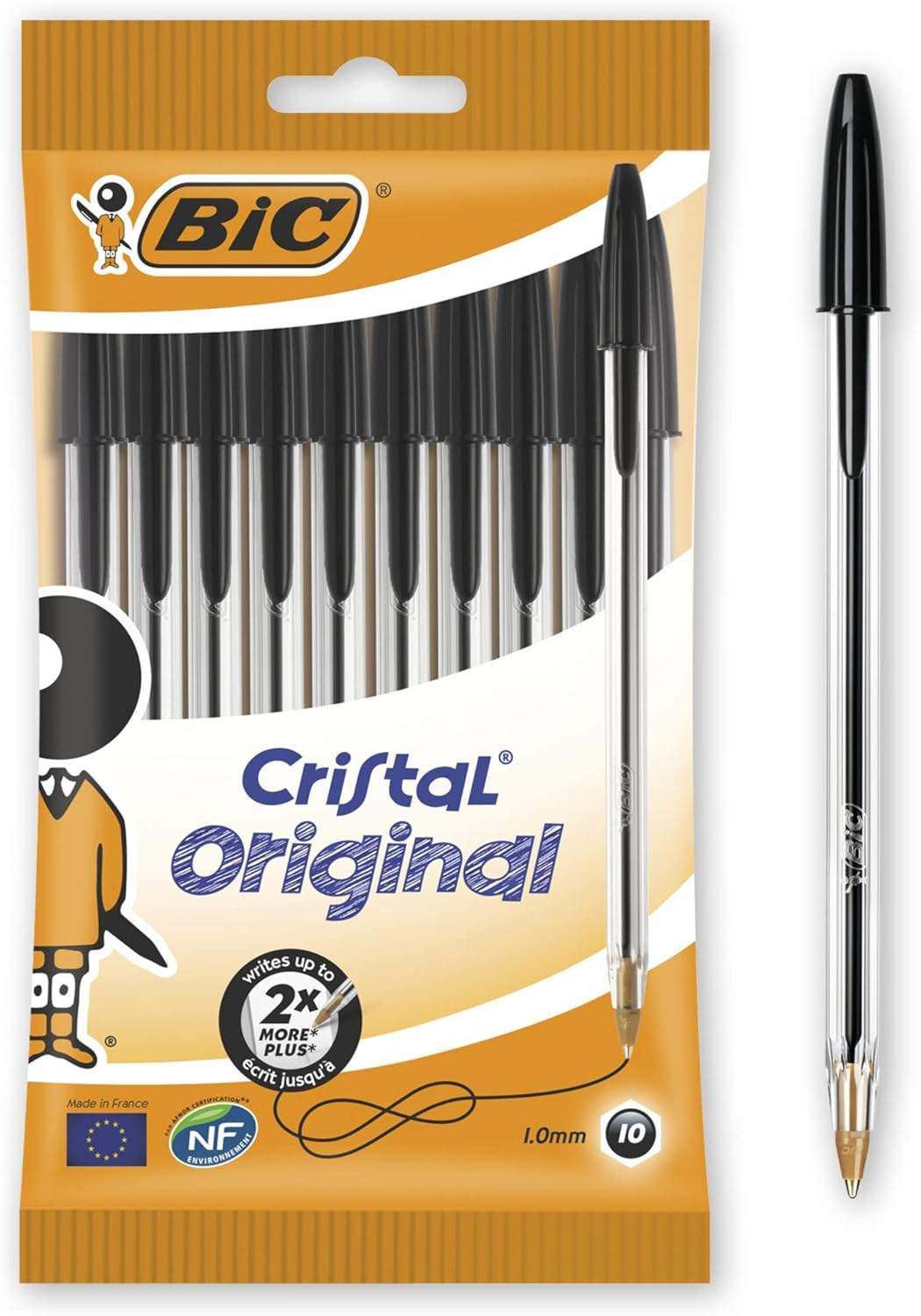 Zestaw 10 długopisów BIC Cristal w czarnym kolorze