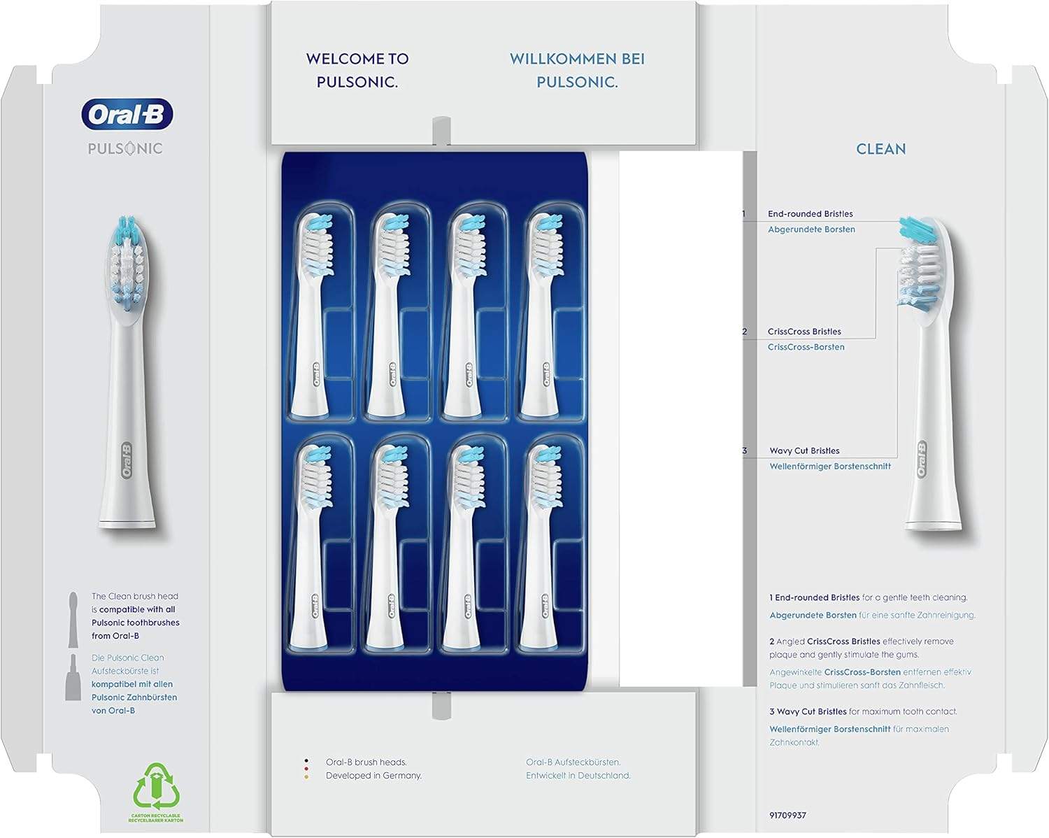 Końcówki do szczoteczki elektrycznej Oral-B Pulsonic Clean – 8 sztuk w opakowaniu