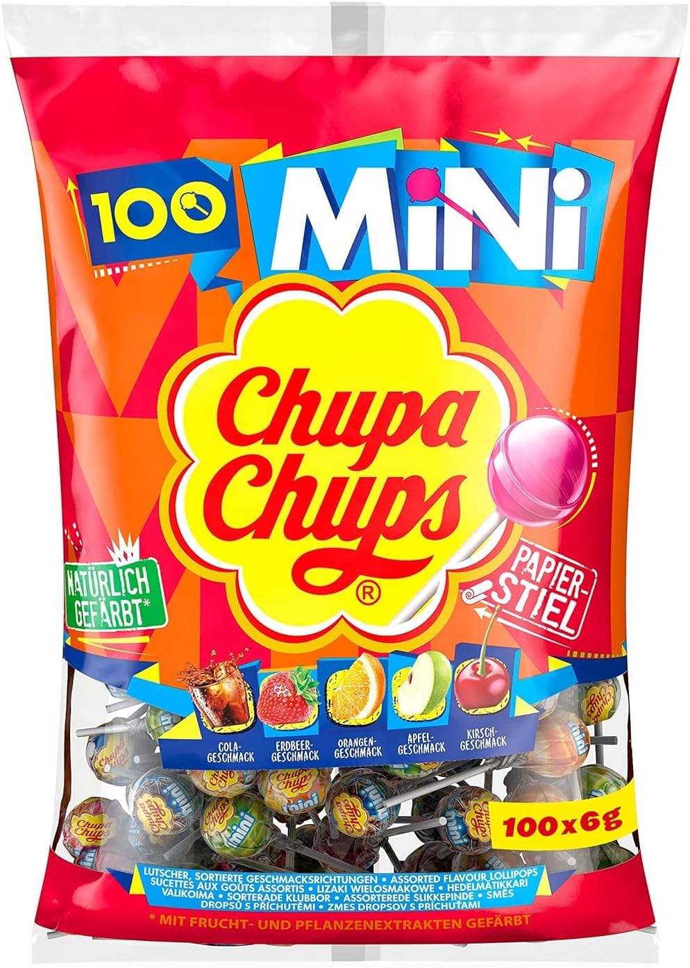 Chupa Chups Mini Classic Lizaki Owocowe – 100 sztuk