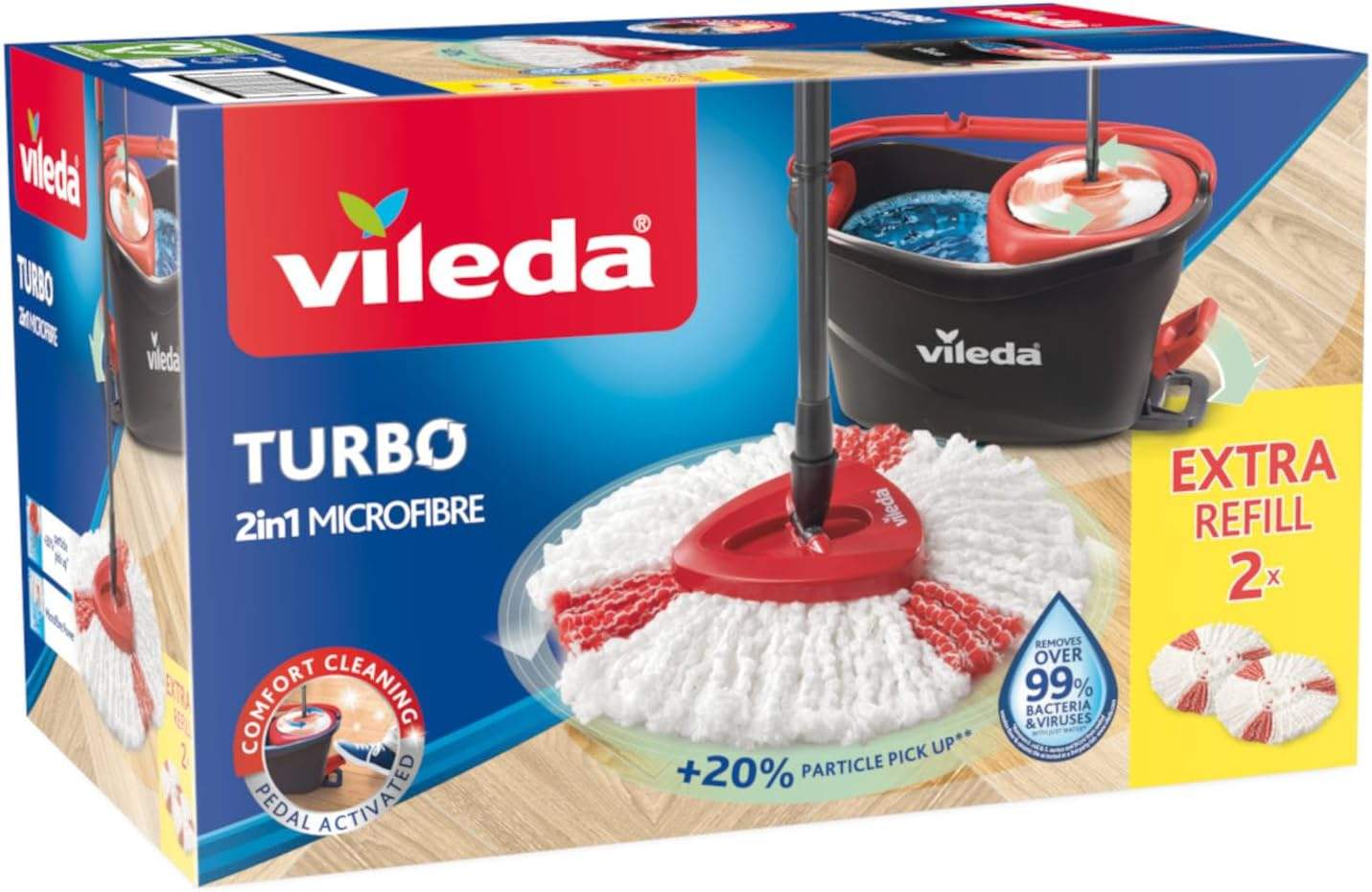 Vileda Easy Wring/Clean Turbo – Zestaw Miotły z Wiadrem