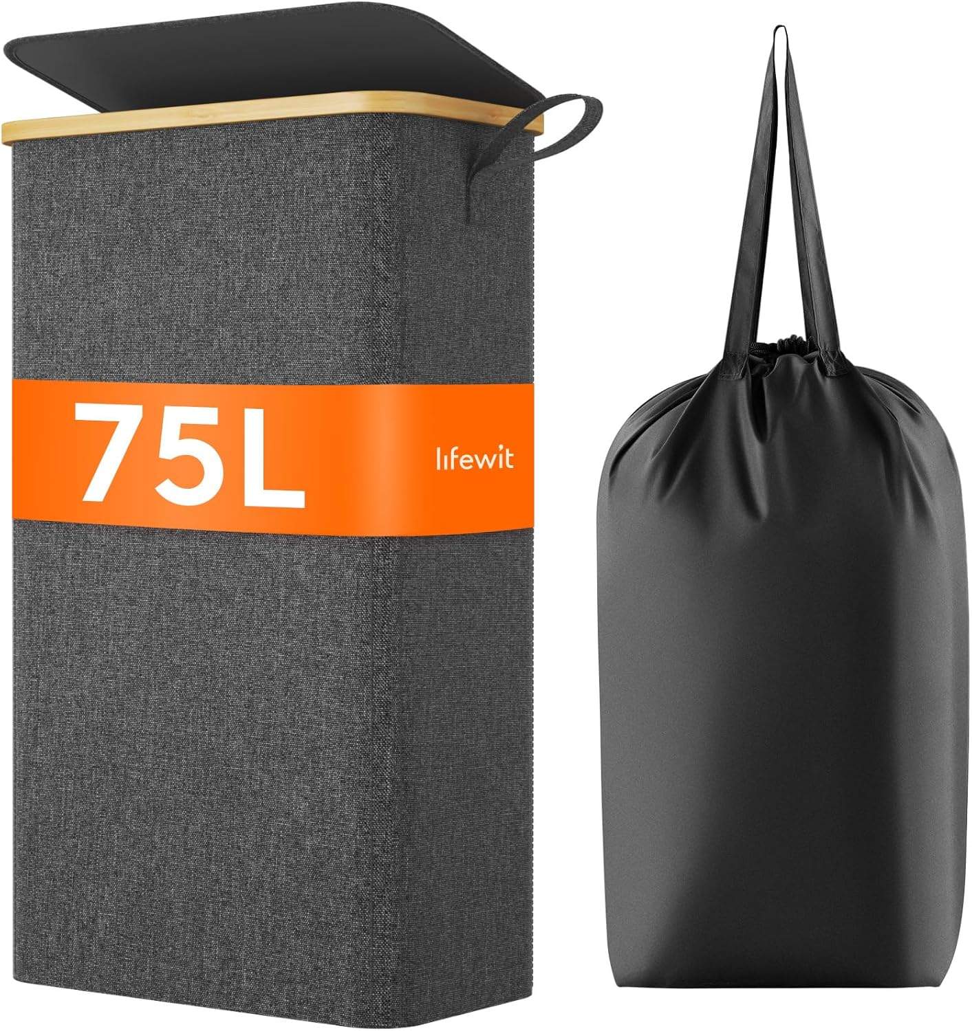 Lifewit 75 L Slim Kosz na Pranie – Czarny