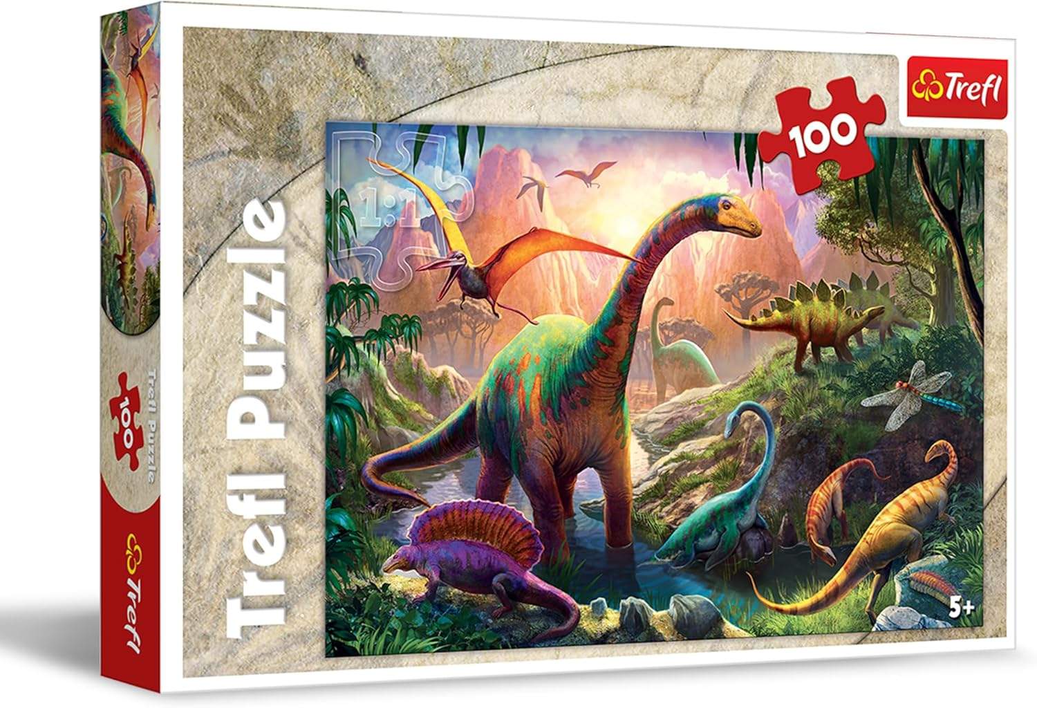 Puzzle dinozaury 100 elementów pełen zestaw