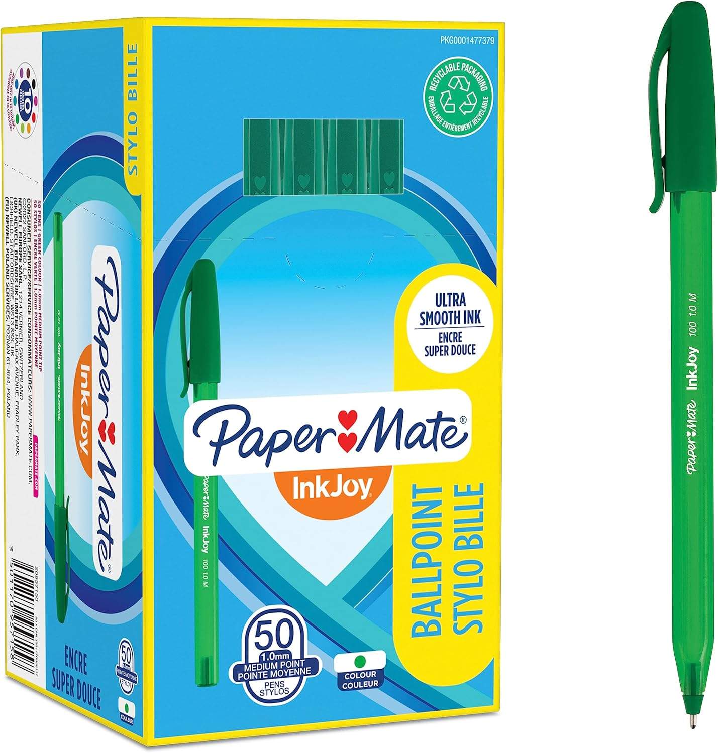 Paper Mate InkJoy 100ST Długopisy kulkowe – 50 sztuk w żywych kolorach