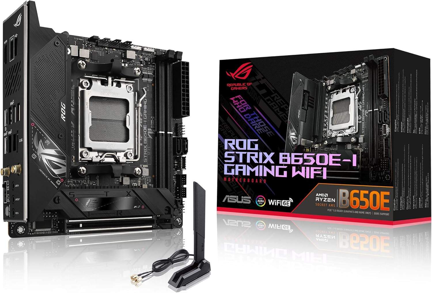 ASUS ROG STRIX B650E-I pod różnymi kątami