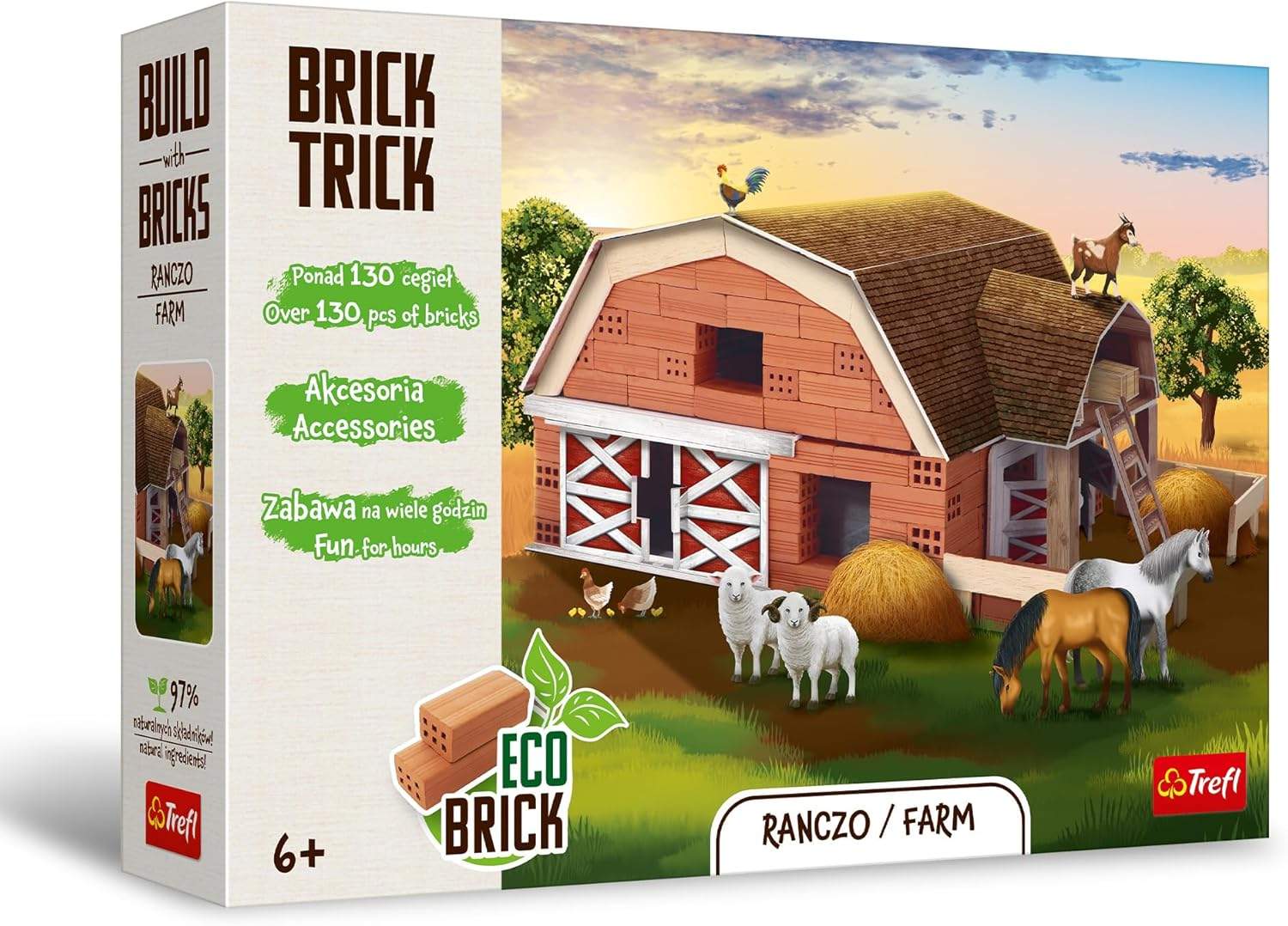 Trefl Brick Trick: Ranczo/Farm - Zestaw Klocków z Prawdziwej Cegły