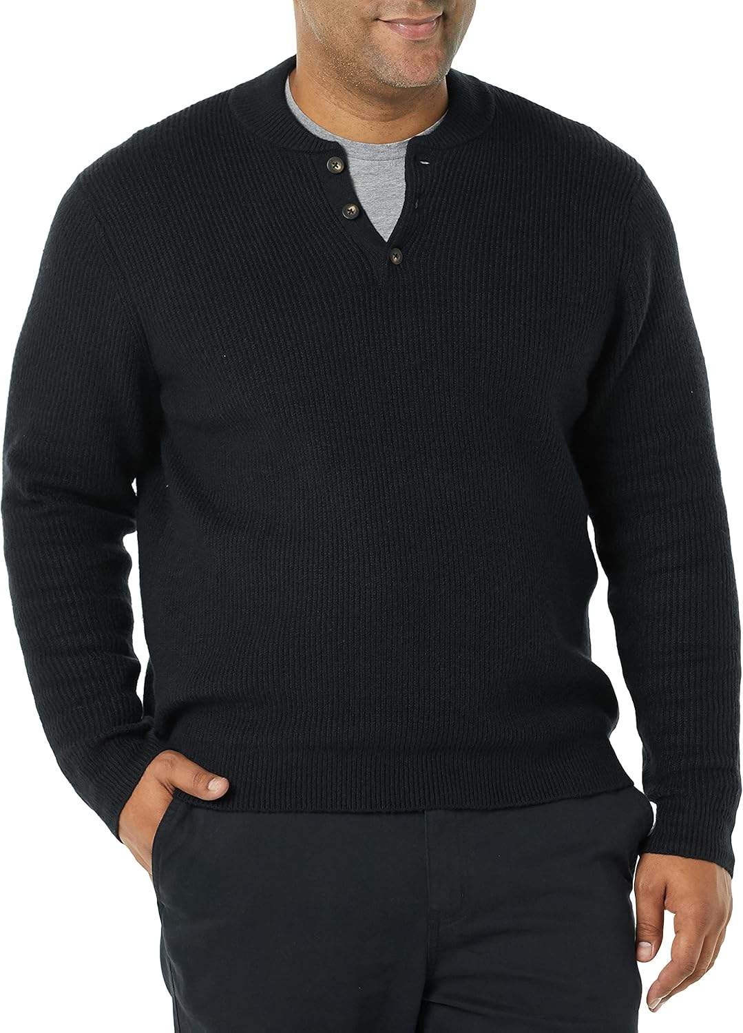 Sweter męski Henley w szarym kolorze