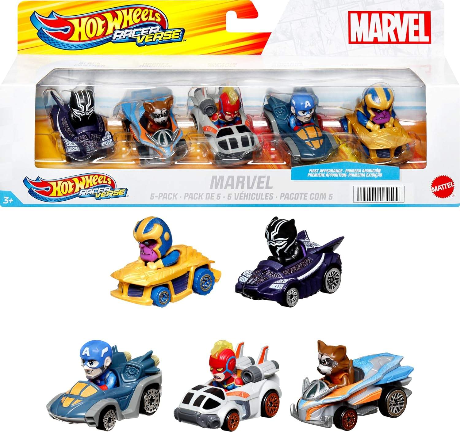 Hot Wheels RacerVerse Marvel – Zestaw 5 Pojazdów