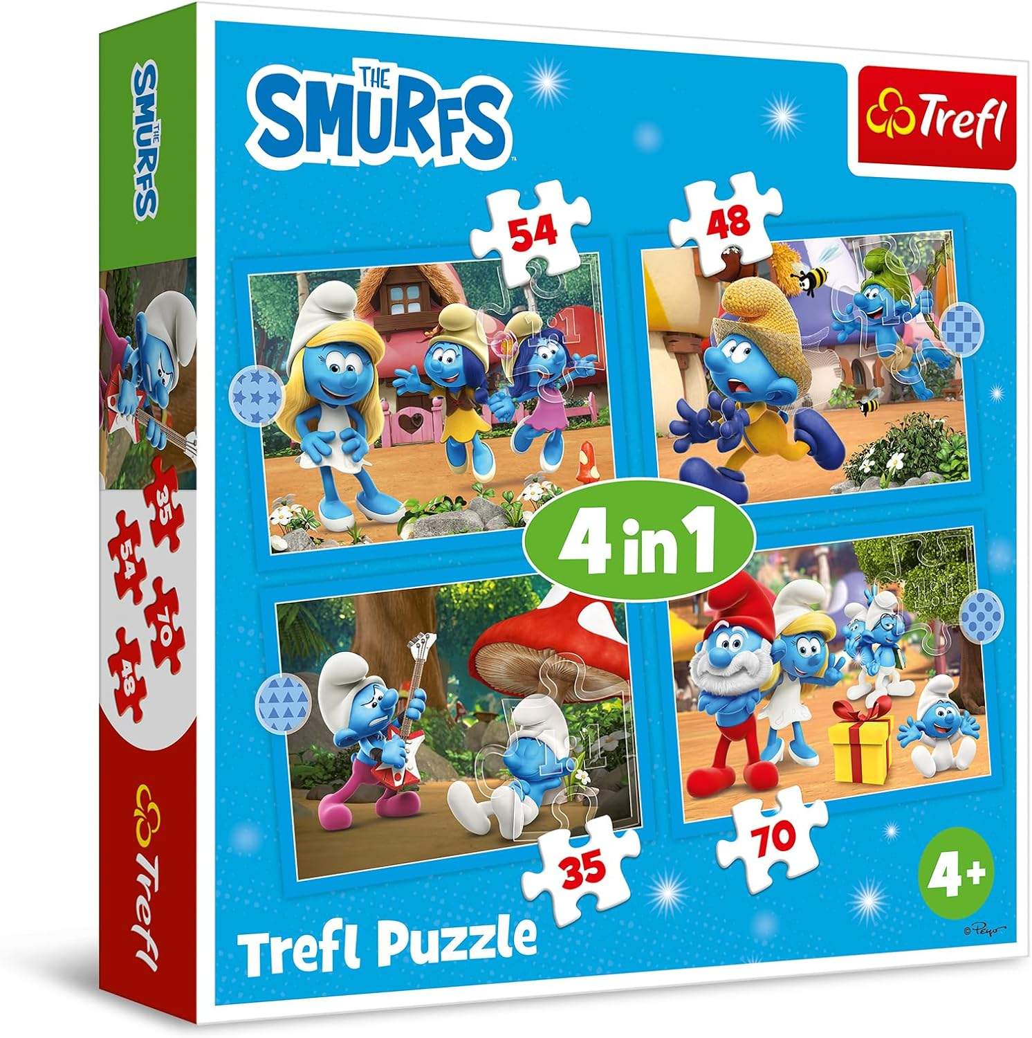 Puzzle Smerfy - Wioska Smerfów 4w1