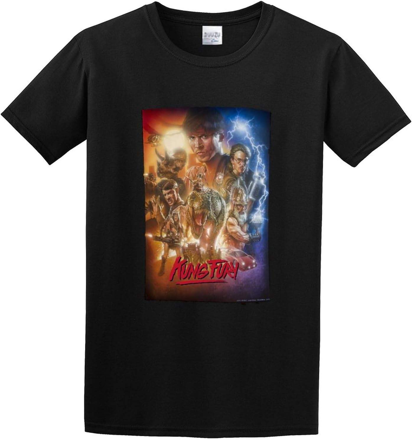 Przód koszulki Kung Fury Movie z grafiką postaci