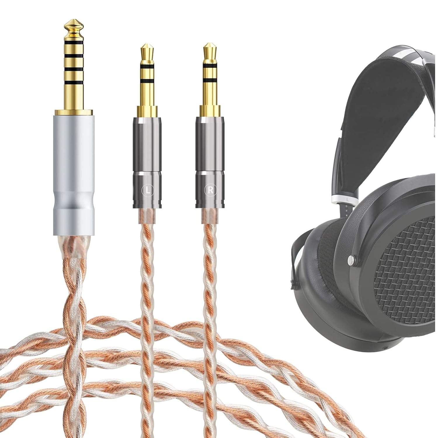 Kabel Geekria 4,4mm podłączony do słuchawek