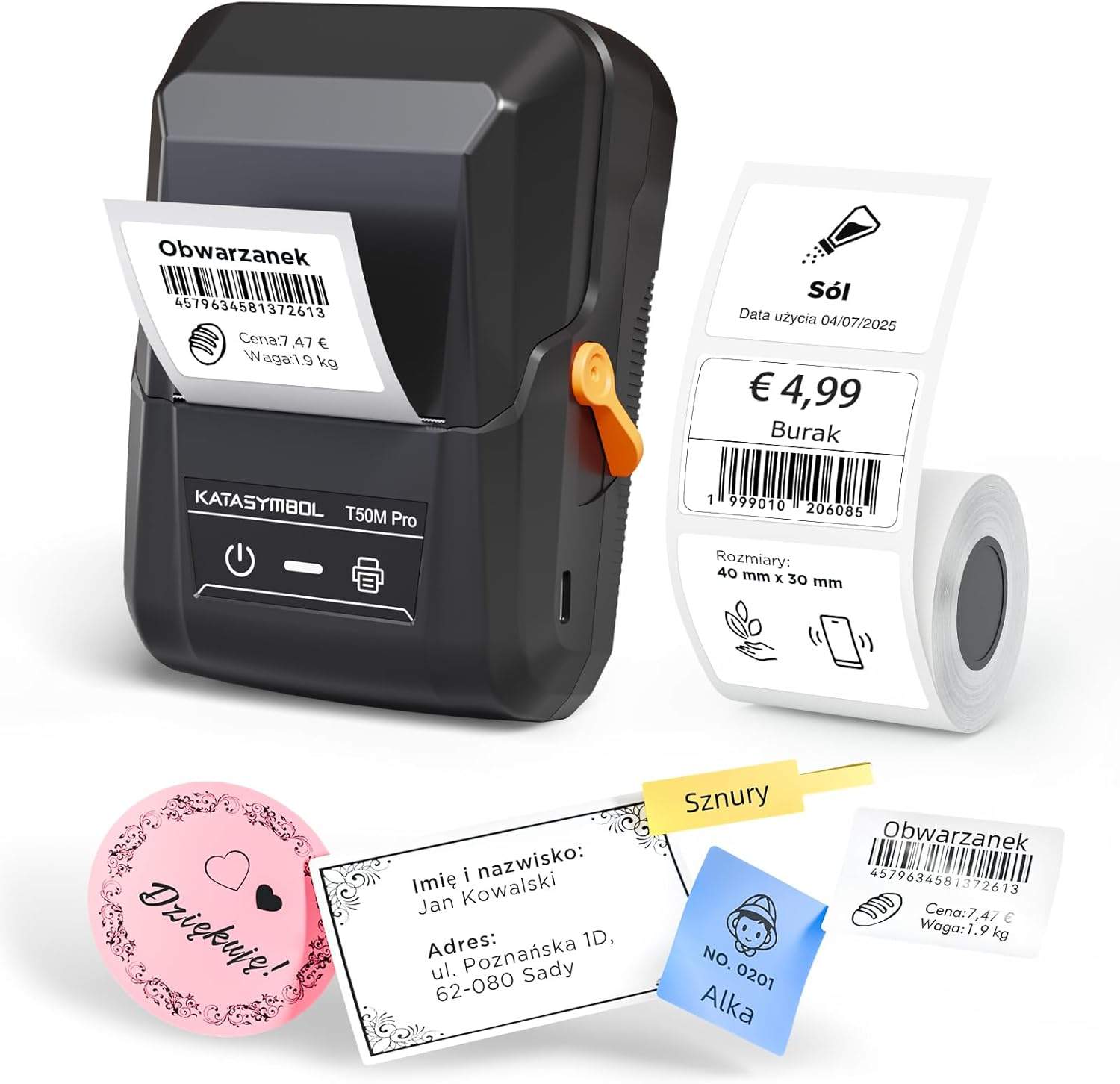 Drukarka SUPVAN T50M Pro z wyświetlonym interfejsem aplikacji