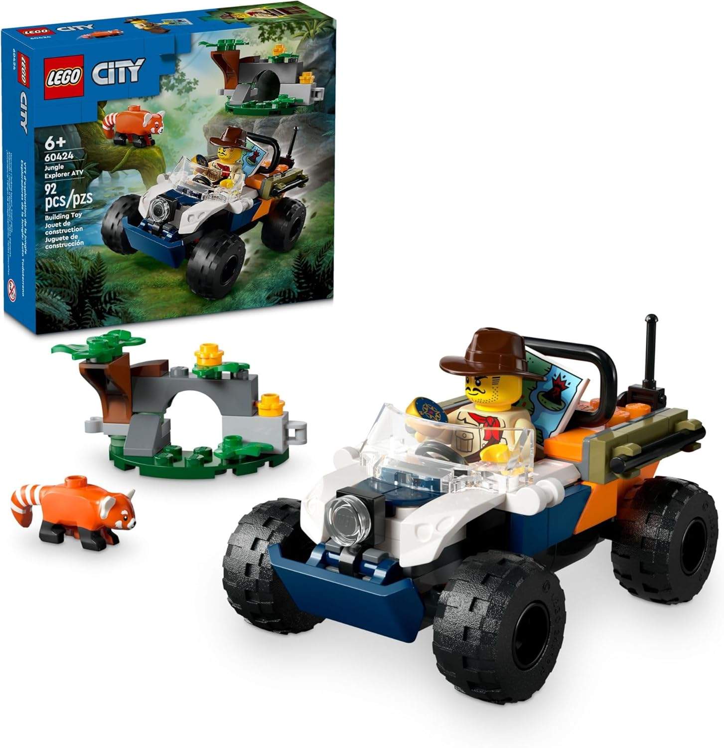 Zestaw LEGO z quadem i czerwoną pandą