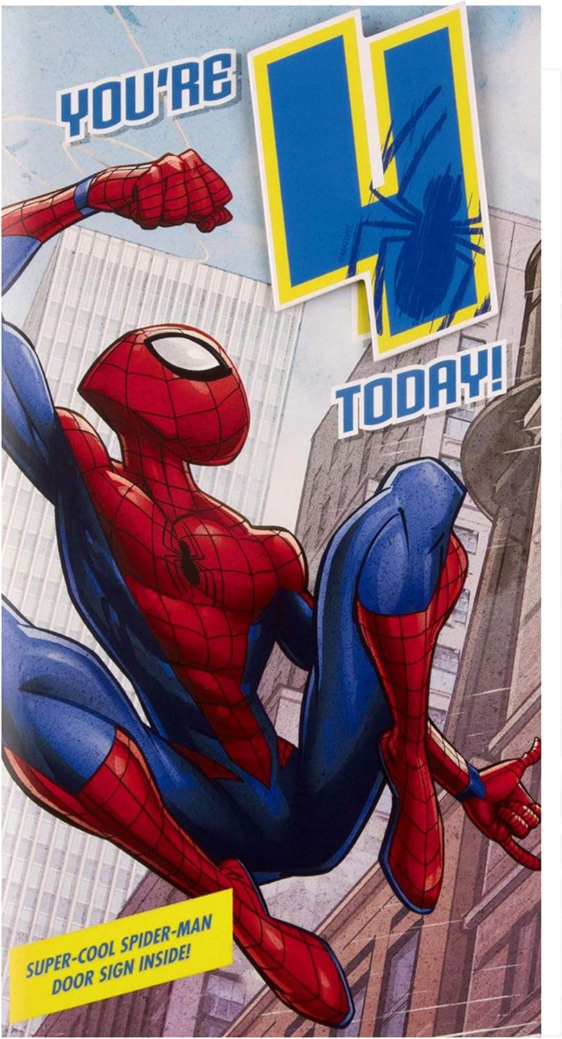 Kartka urodzinowa Spider-Man z odznaką 4 lat