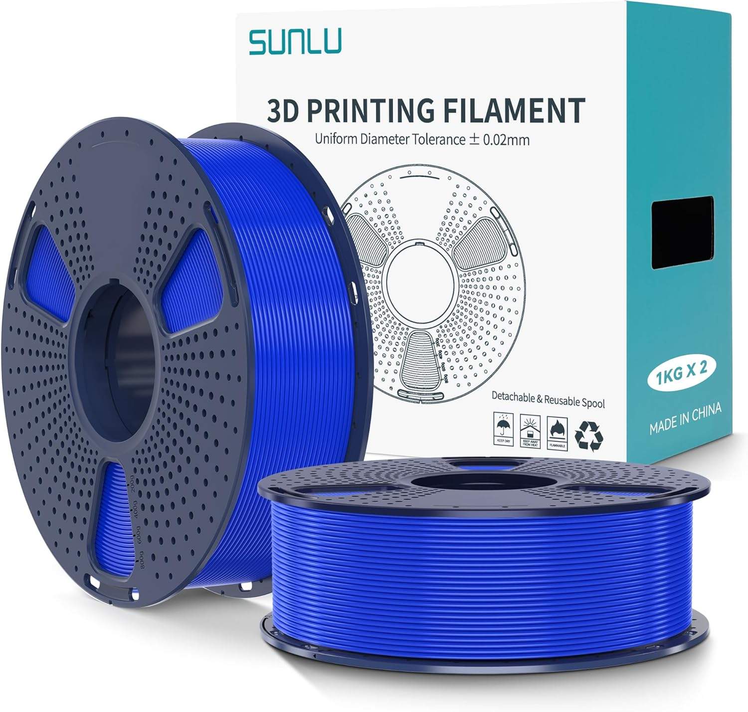 Filament SUNLU PLA+ 2.0 w kolorze niebieskim